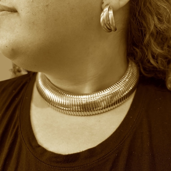 Chunky Omega Choker & Half Open Hoops Set - Picture 1 of 5